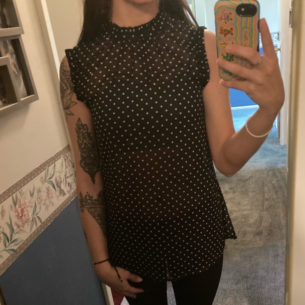Polka Dot Mesh Blouse